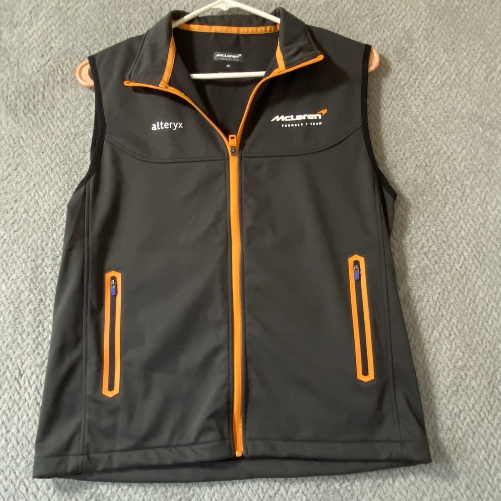McLaren Racing Vest F1 Team Mens M Gray Orange Softshell Full Zip Smartsheet